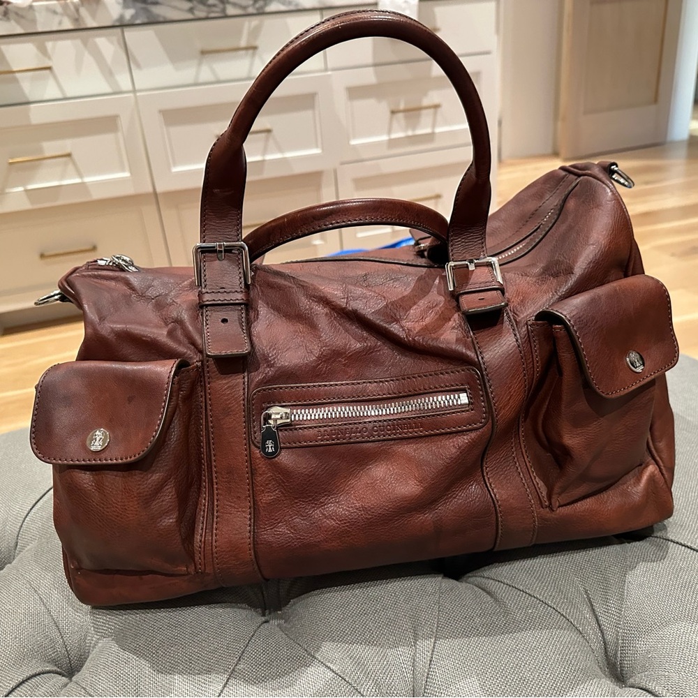 Brunello Cucinelli leather travel bag